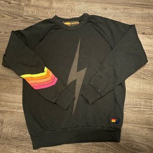 Aviator Nation Black Bolt Neon Chevron Sweatshirt